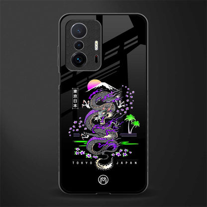 tokyo japan purple dragon black glass case for mi 11t pro 5g image