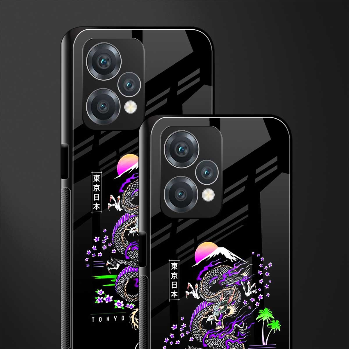 tokyo japan purple dragon black back phone cover | glass case for realme 9 pro 5g
