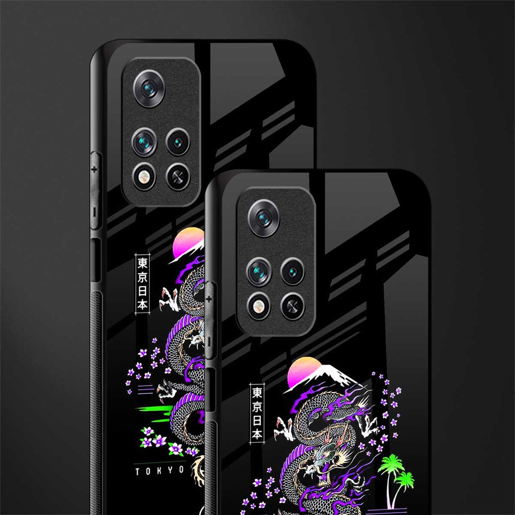 tokyo japan purple dragon black glass case for poco m4 pro 5g image-2