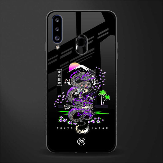 tokyo japan purple dragon black glass case for samsung galaxy a20s image