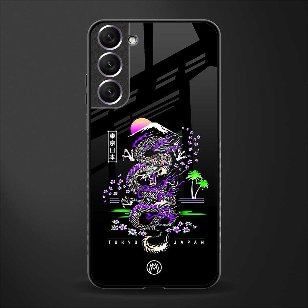 tokyo japan purple dragon black glass case for samsung galaxy s21 fe 5g image