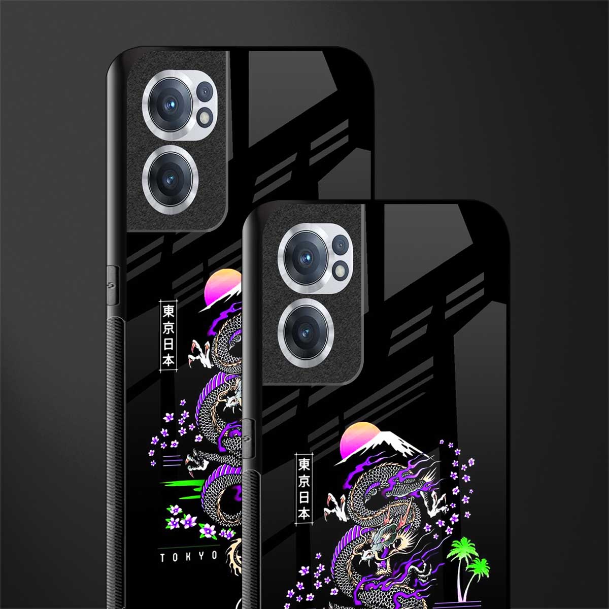 tokyo japan purple dragon black glass case for oneplus nord ce 2 5g image-2