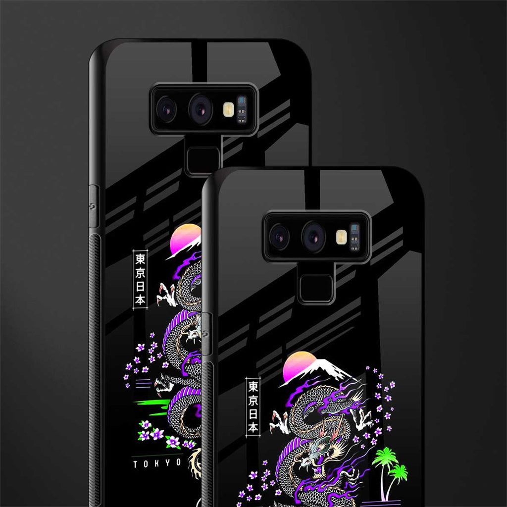tokyo japan purple dragon black glass case for samsung galaxy note 9 image-2