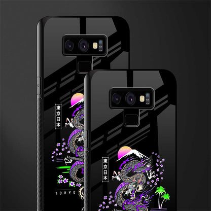 tokyo japan purple dragon black glass case for samsung galaxy note 9 image-2
