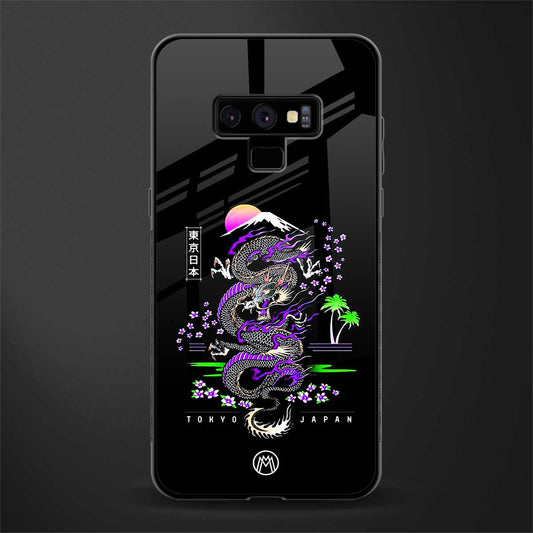 tokyo japan purple dragon black glass case for samsung galaxy note 9 image