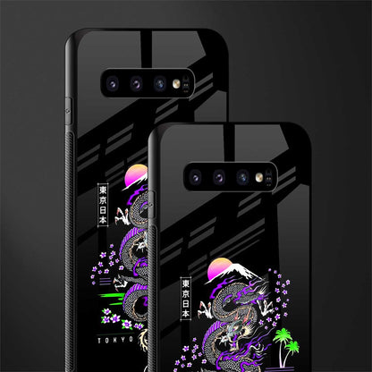 tokyo japan purple dragon black glass case for samsung galaxy s10 plus image-2