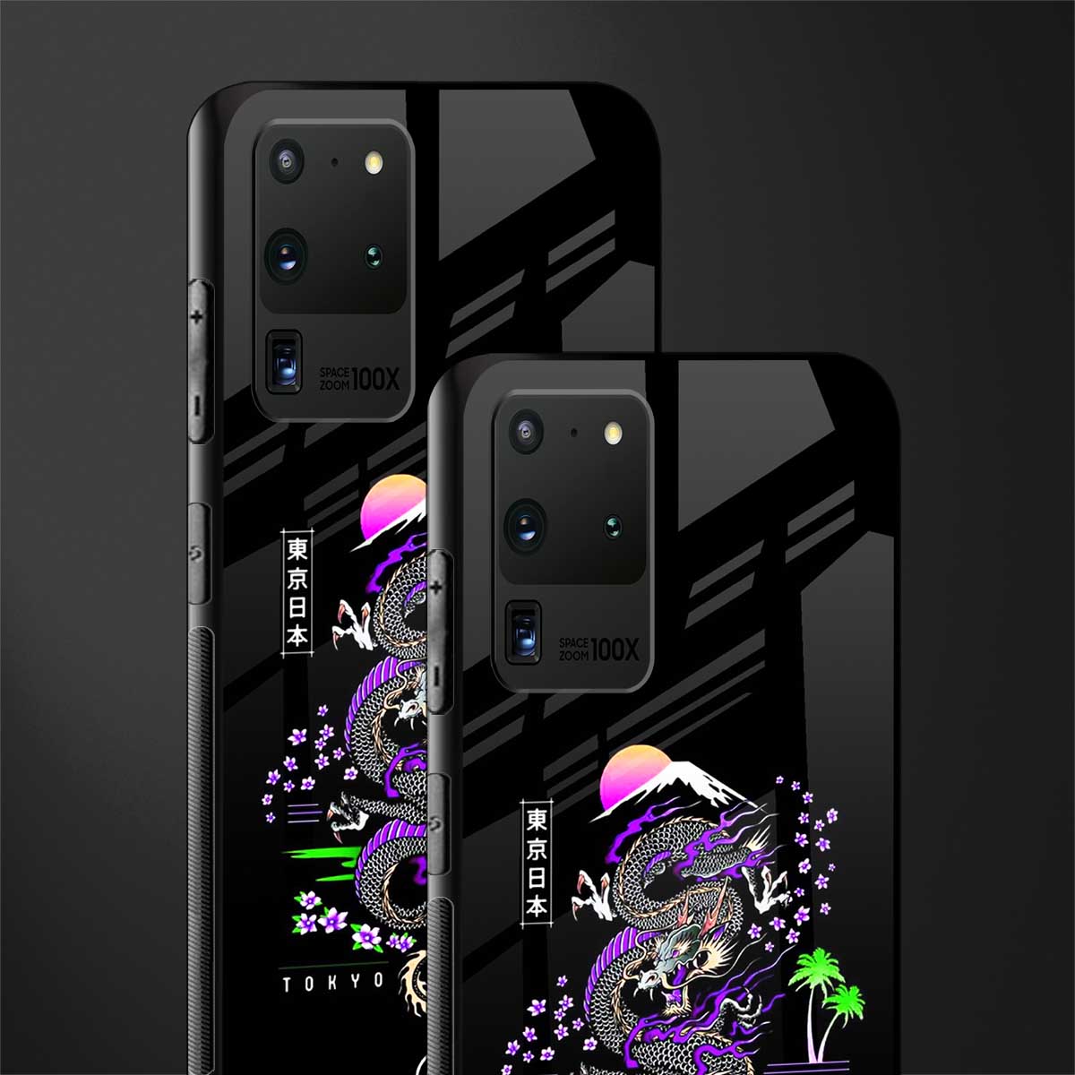 tokyo japan purple dragon black glass case for samsung galaxy s20 ultra image-2