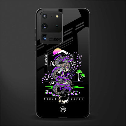tokyo japan purple dragon black glass case for samsung galaxy s20 ultra image