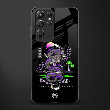 tokyo japan purple dragon black glass case for samsung galaxy s22 ultra 5g image