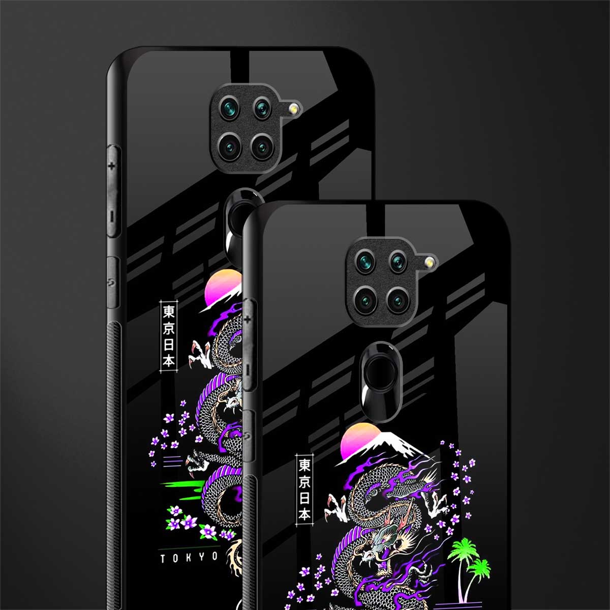 tokyo japan purple dragon black glass case for redmi note 9 image-2
