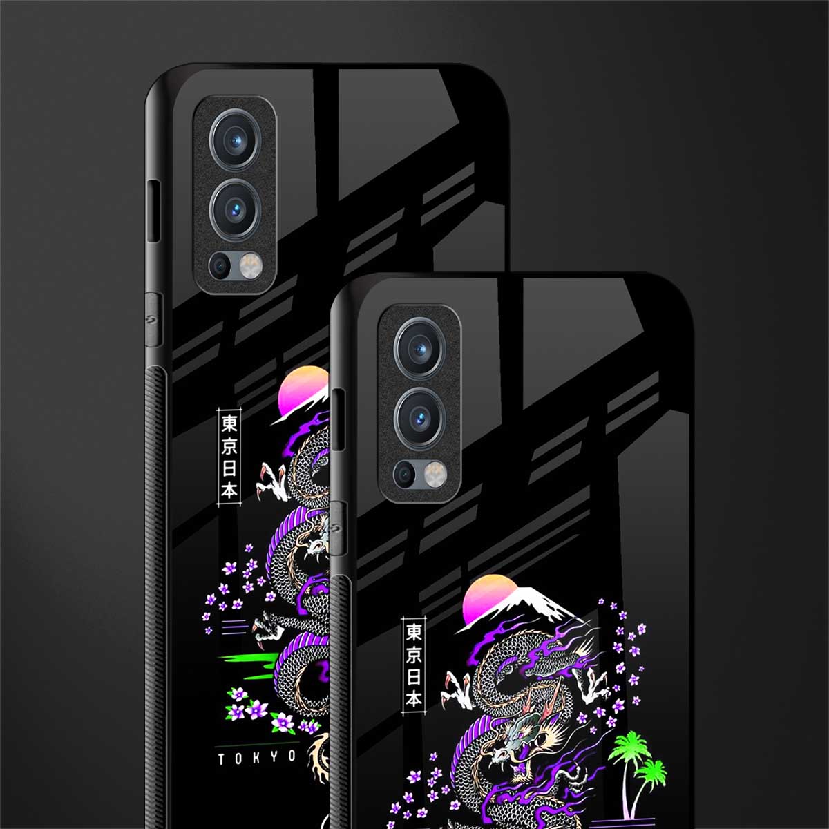 tokyo japan purple dragon black glass case for oneplus nord 2 5g image-2