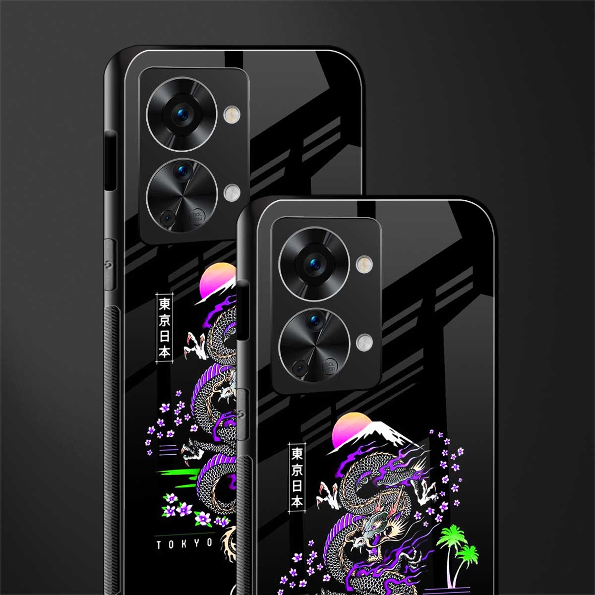 tokyo japan purple dragon black glass case for phone case | glass case for oneplus nord 2t 5g