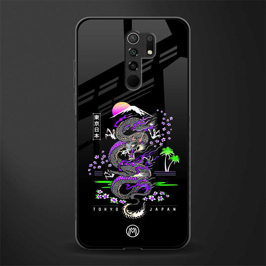 tokyo japan purple dragon black glass case for redmi 9 prime image