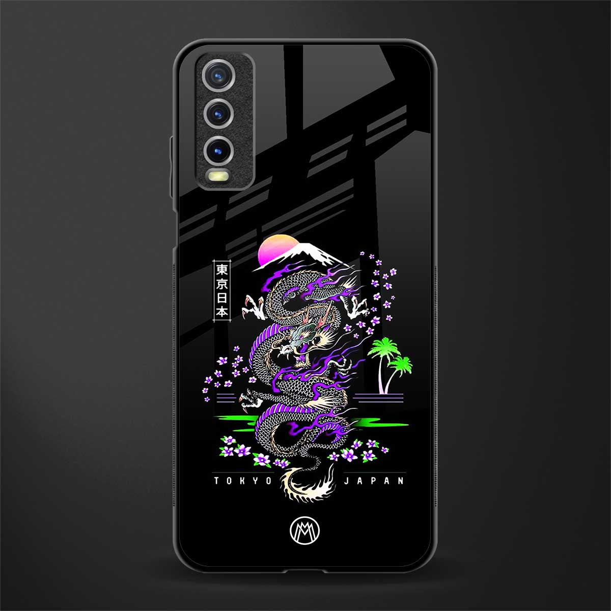 tokyo japan purple dragon black glass case for vivo y12g image