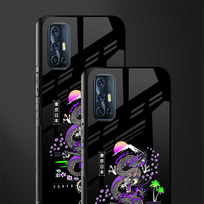 tokyo japan purple dragon black glass case for vivo v17 image-2