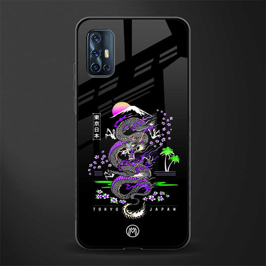 tokyo japan purple dragon black glass case for vivo v17 image