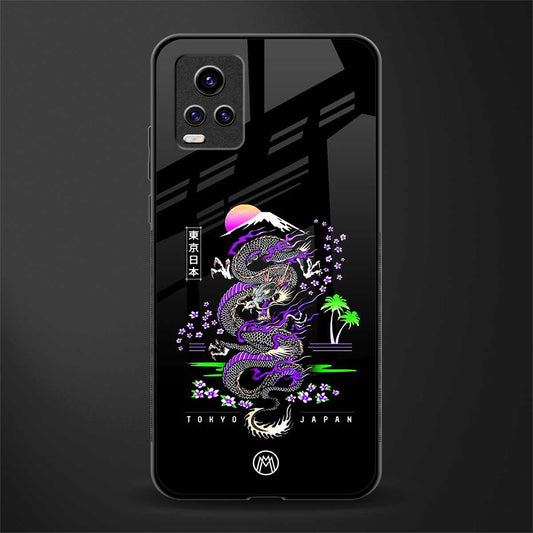 tokyo japan purple dragon black glass case for vivo v20 image