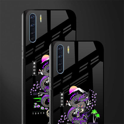tokyo japan purple dragon black glass case for oppo f15 image-2