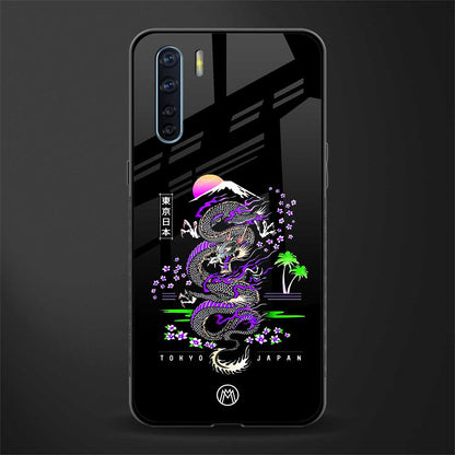 tokyo japan purple dragon black glass case for oppo f15 image