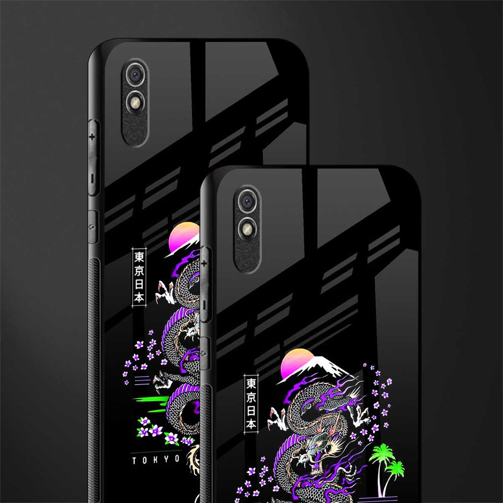 tokyo japan purple dragon black glass case for redmi 9i image-2