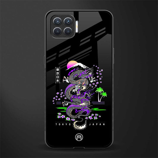 tokyo japan purple dragon black glass case for oppo f17 image