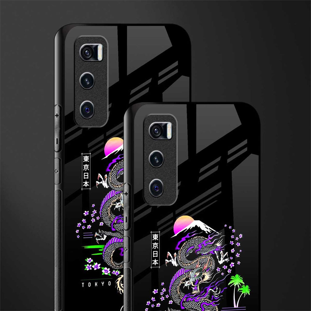 tokyo japan purple dragon black glass case for vivo v20 se image-2