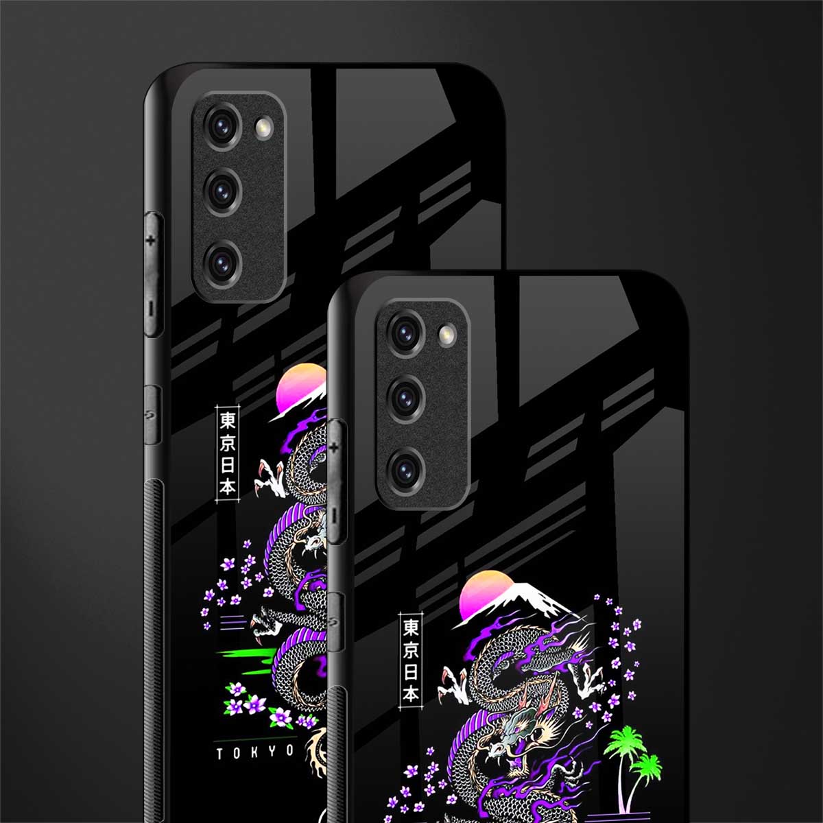 tokyo japan purple dragon black glass case for samsung galaxy s20 fe image-2