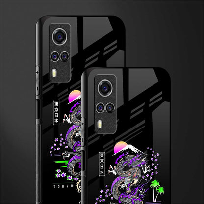 tokyo japan purple dragon black glass case for vivo y53s image-2