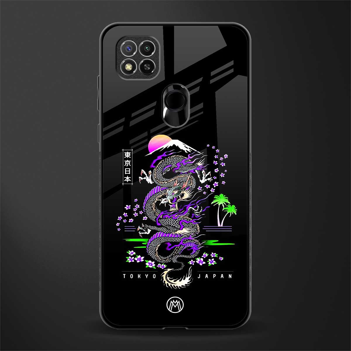 tokyo japan purple dragon black glass case for redmi 9 image