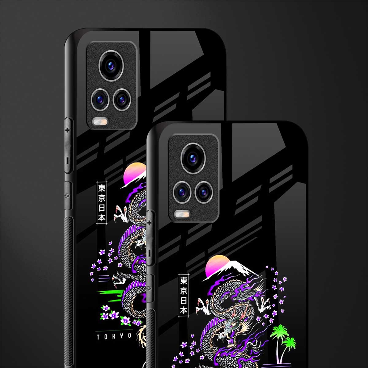 tokyo japan purple dragon black glass case for vivo v20 pro image-2