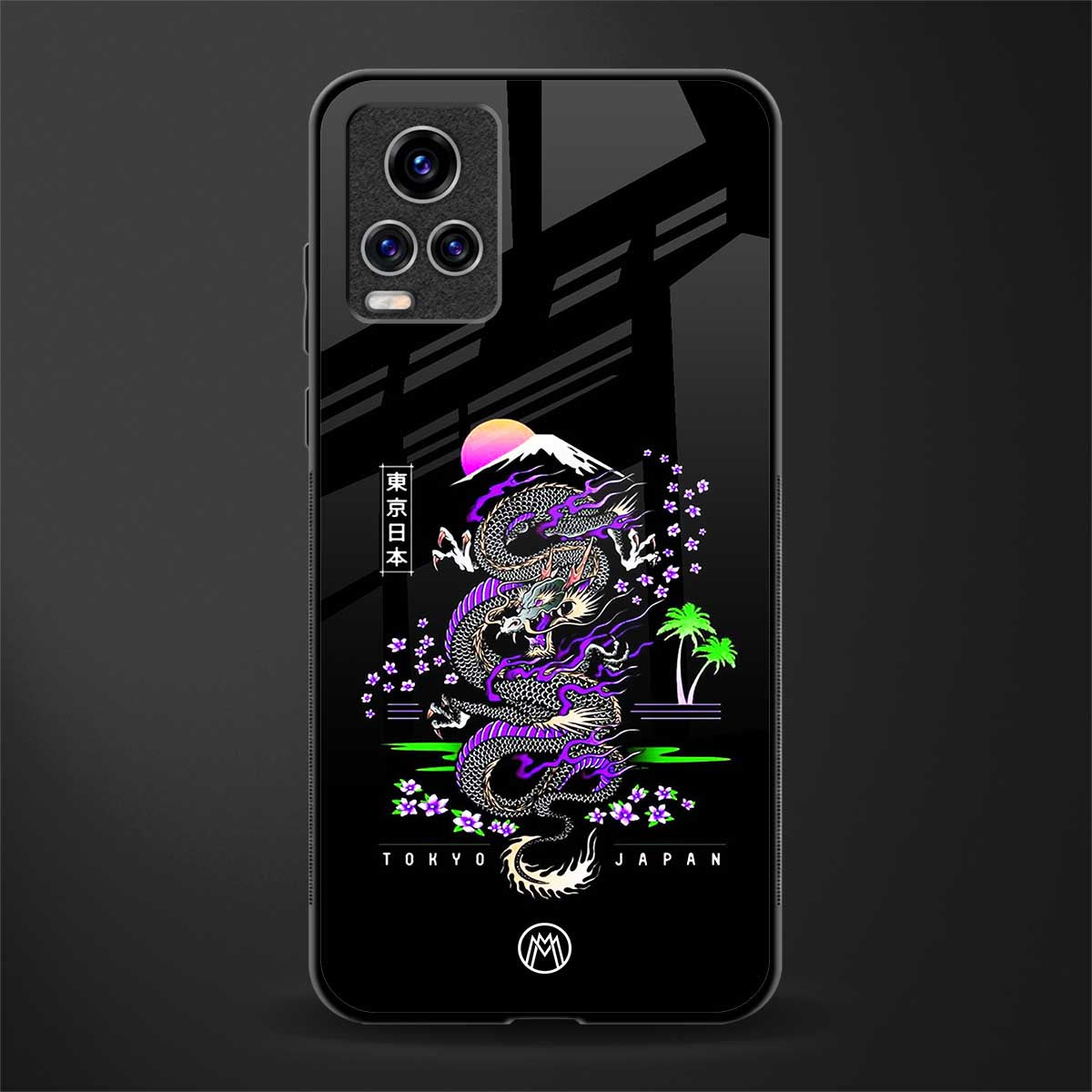 tokyo japan purple dragon black glass case for vivo v20 pro image