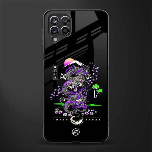 tokyo japan purple dragon black glass case for samsung galaxy m12 image
