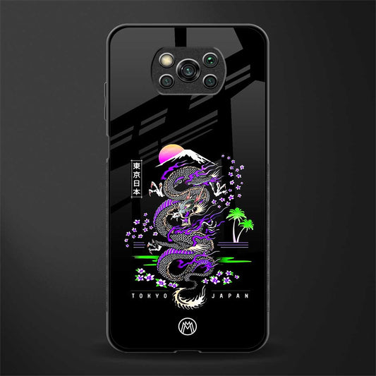 tokyo japan purple dragon black glass case for poco x3 pro image