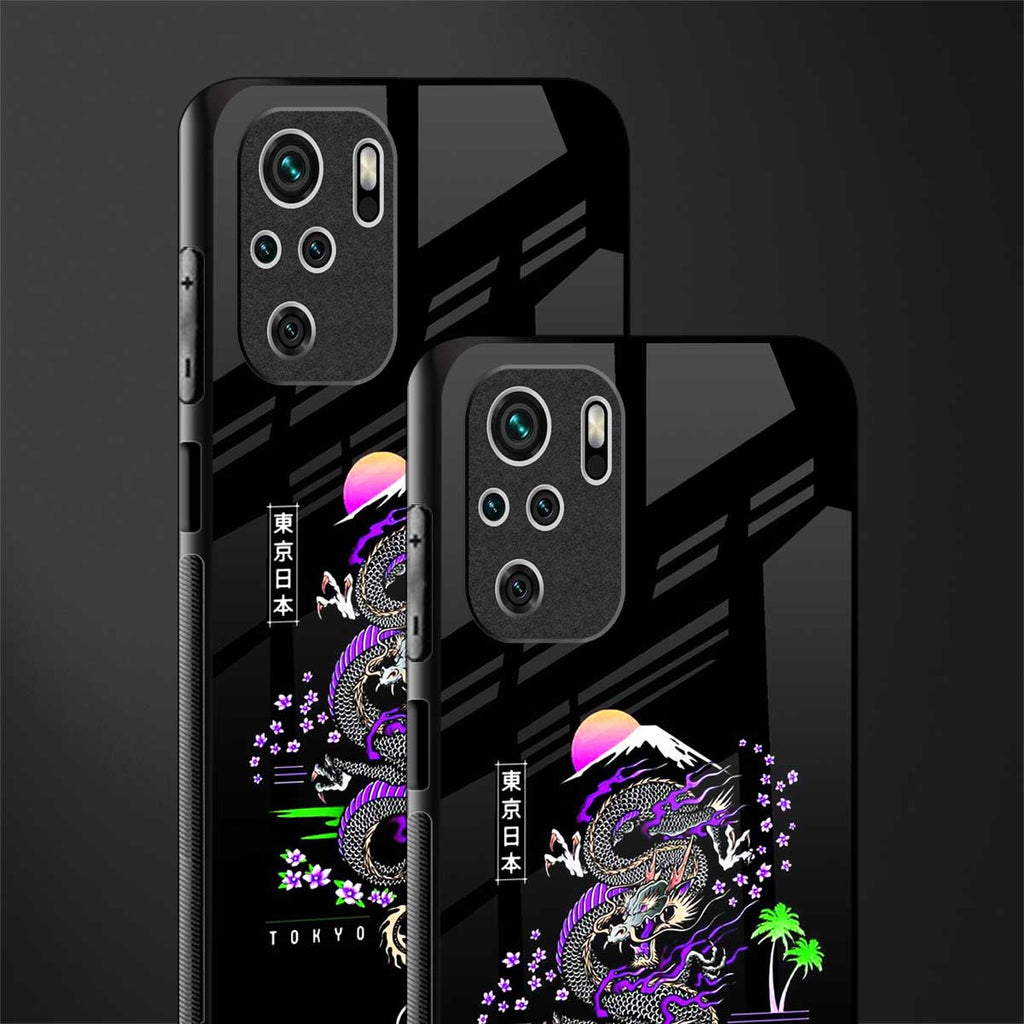 tokyo japan purple dragon black glass case for redmi note 10s image-2