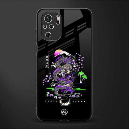 tokyo japan purple dragon black glass case for redmi note 10 image