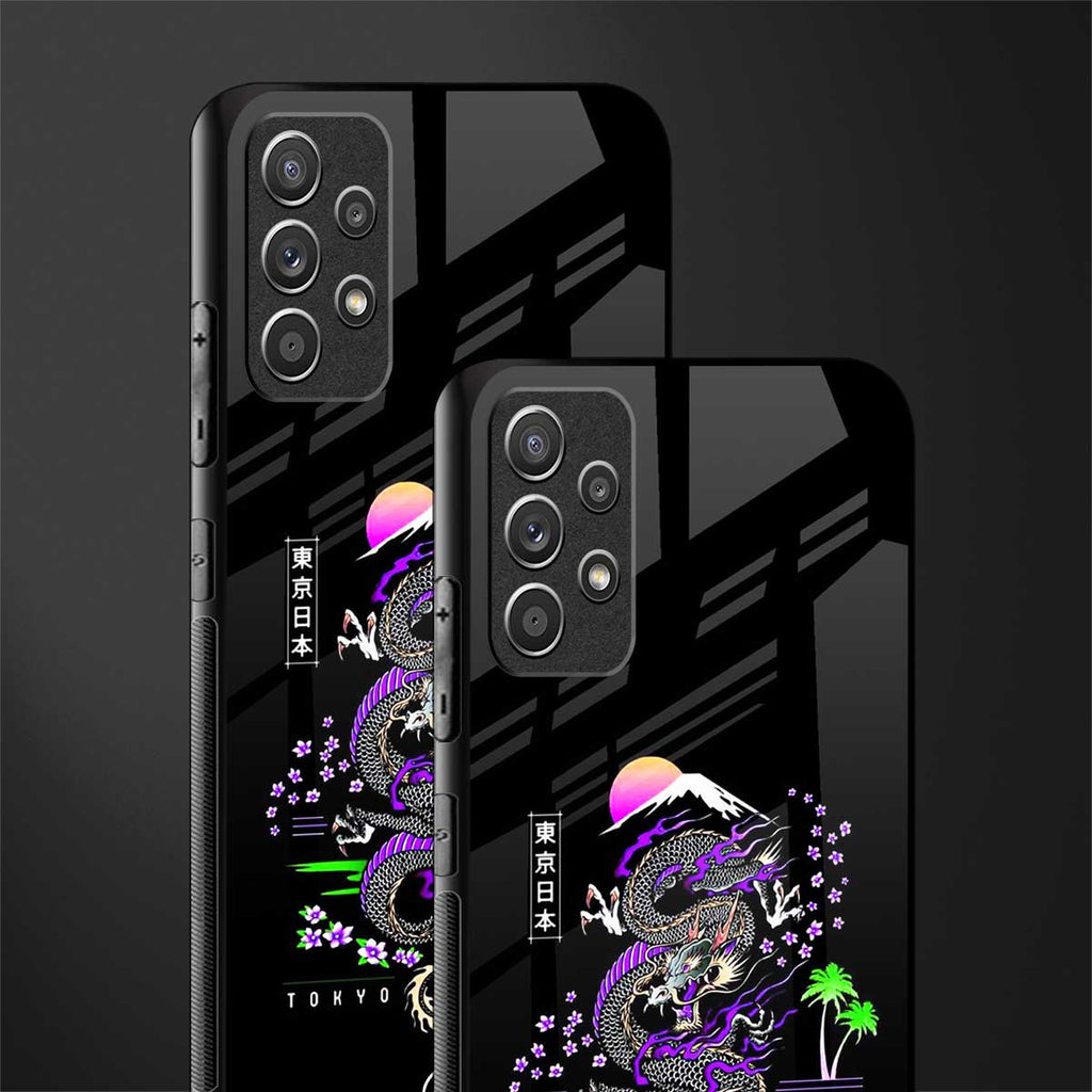 tokyo japan purple dragon black glass case for samsung galaxy a52s 5g image-2