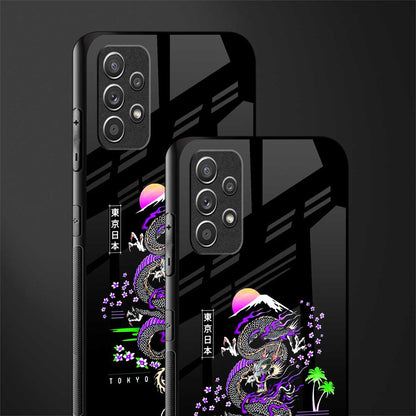 tokyo japan purple dragon black glass case for samsung galaxy a32 4g image-2