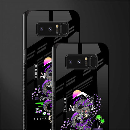 tokyo japan purple dragon black glass case for samsung galaxy note 8 image-2