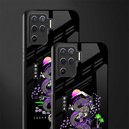 tokyo japan purple dragon black glass case for oppo f19 pro image-2