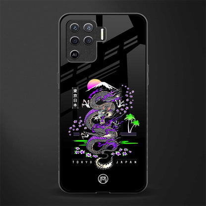 tokyo japan purple dragon black glass case for oppo f19 pro image