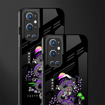 tokyo japan purple dragon black glass case for oneplus 9 pro image-2
