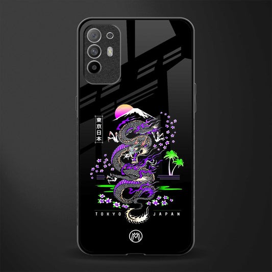 tokyo japan purple dragon black glass case for oppo f19 pro plus image