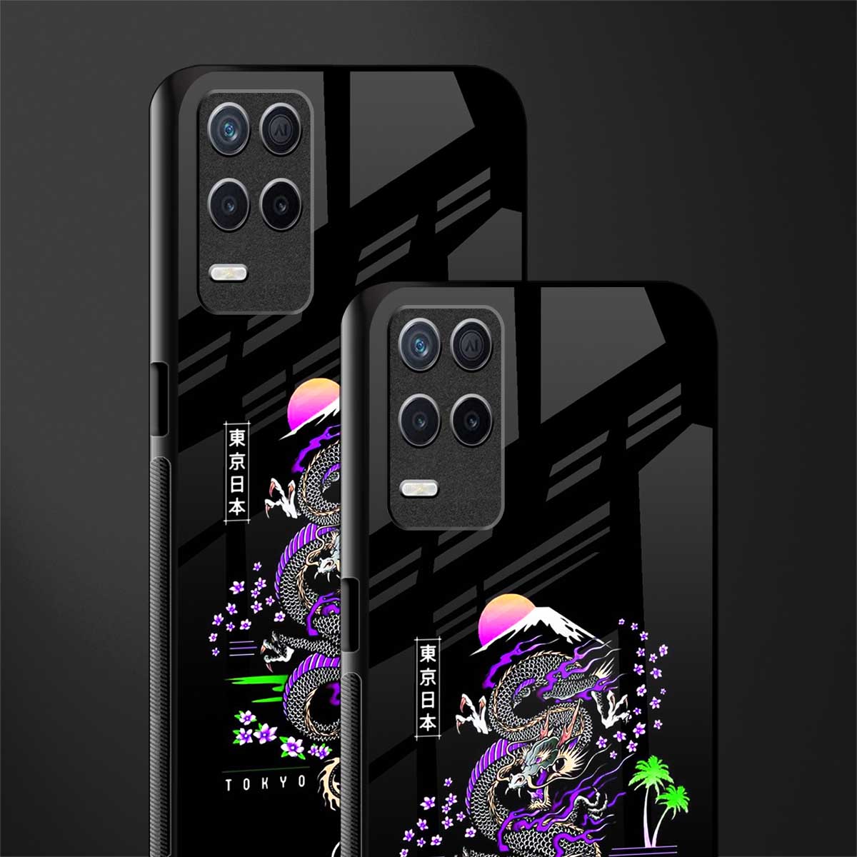 tokyo japan purple dragon black glass case for realme narzo 30 5g image-2