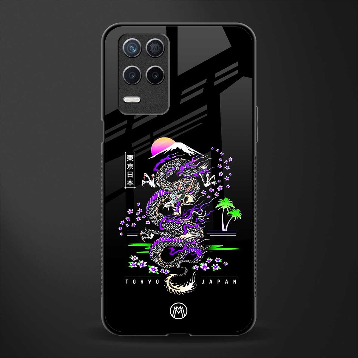 tokyo japan purple dragon black glass case for realme narzo 30 5g image