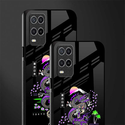 tokyo japan purple dragon black glass case for oppo a54 image-2