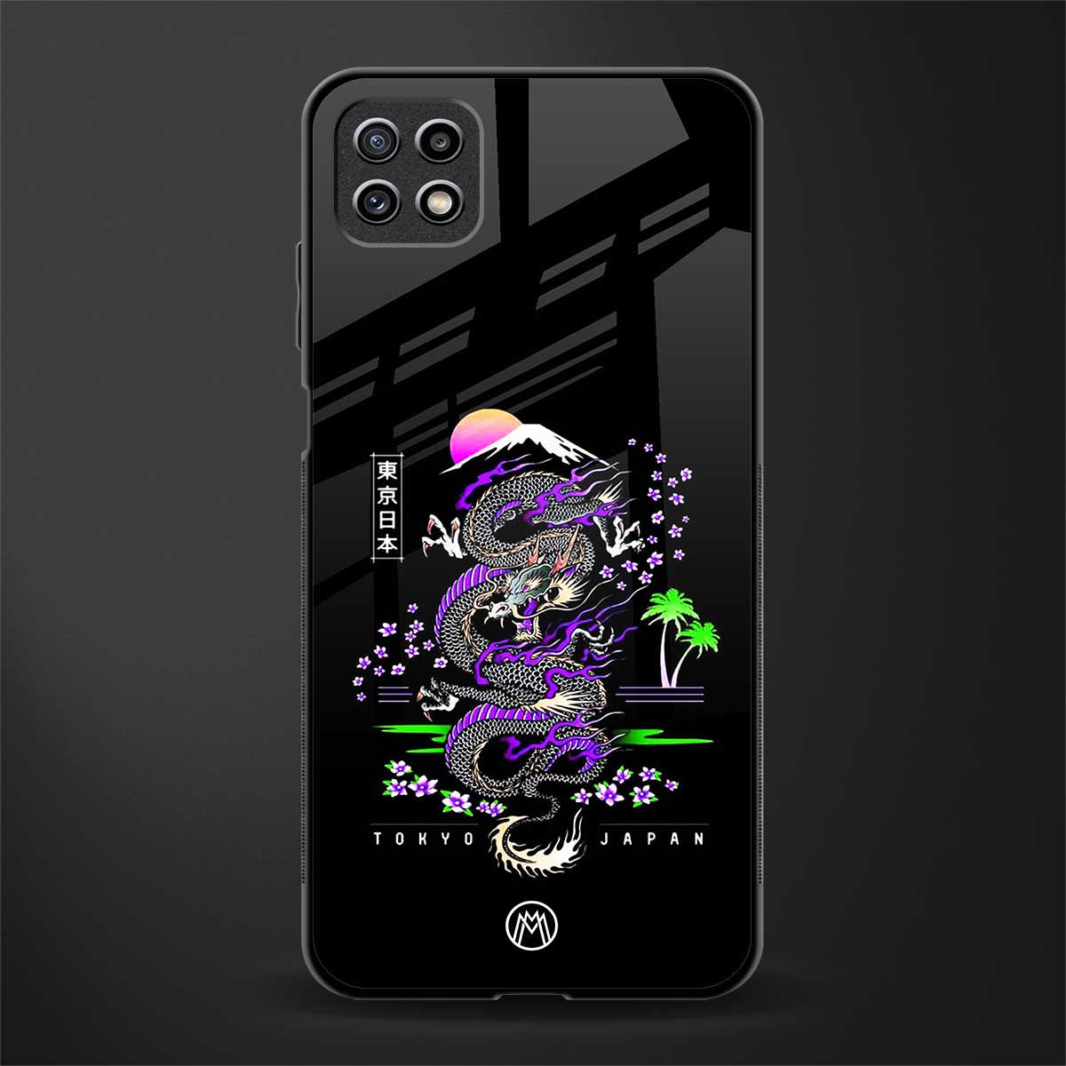 tokyo japan purple dragon black glass case for samsung galaxy a22 5g image