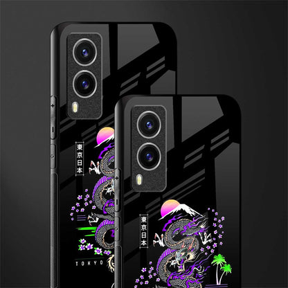 tokyo japan purple dragon black glass case for vivo v21e 5g image-2