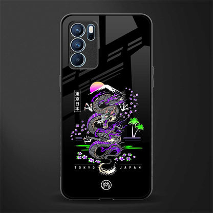 tokyo japan purple dragon black glass case for oppo reno6 5g image