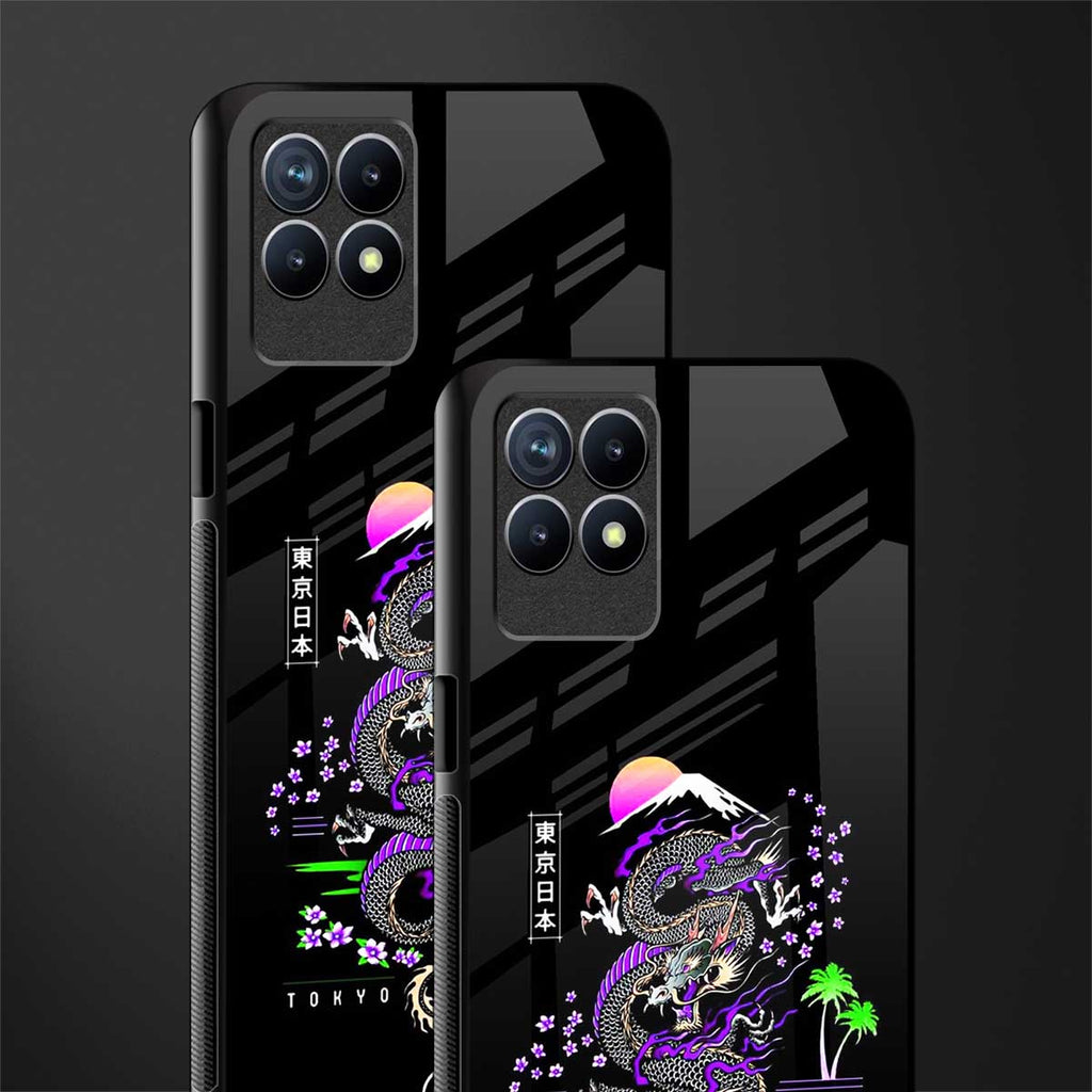 tokyo japan purple dragon black glass case for realme 8i image-2