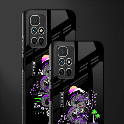 tokyo japan purple dragon black glass case for redmi 10 prime image-2